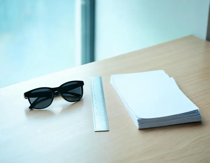 Independent wrap sunglasses sourcing desk with specification sheets