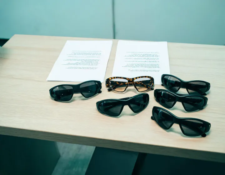 Buyer comparing prescription wrap sunglasses quote sheets